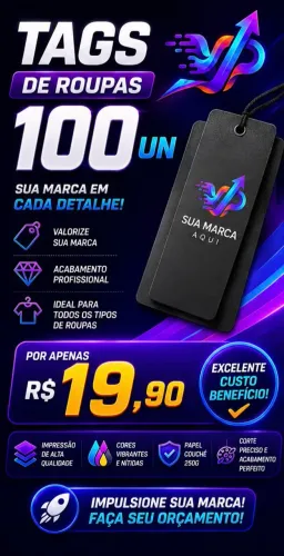 Etiquetas Tags personalizadas 100un. Couchê 250g
