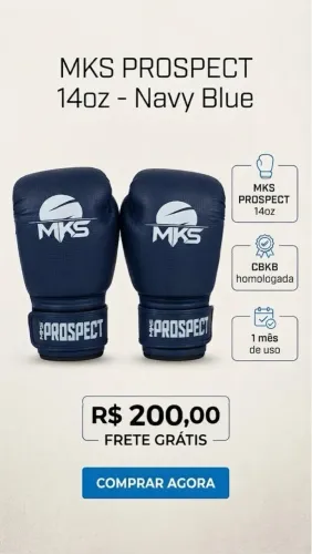 Kit Luva Boxe/Muay Thai MKS Prospect 14oz + Bandagens (1 Mês de Uso)