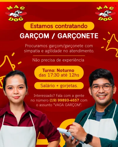 Estamos Contratando Garçom