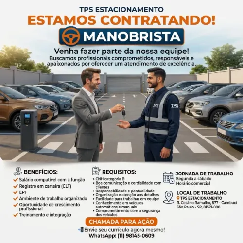 MANOBRISTA - MANOBRADOR DE CARROS - CAMBUCI - CONTRATA-SE