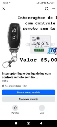 Interruptor liga e desliga com controle remoto sem fio