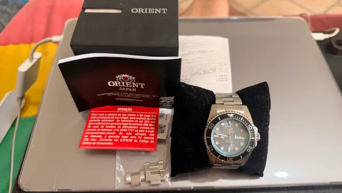 Relógio orient submariner 3 estrelas azul