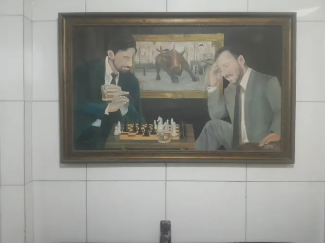 Quadro pintura óleo chess artista Zappa