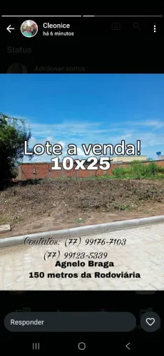 Vendo lote com excelente localização em São Félix do Coribe