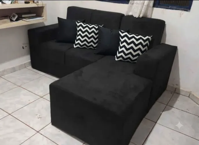 SOFÁ CHAISE PRETO NOVO / ENTREGA GRÁTIS