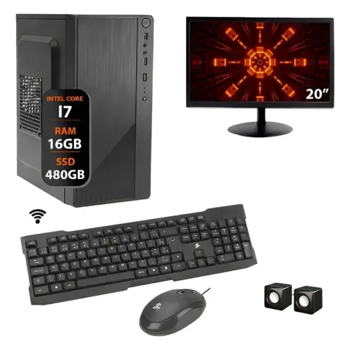 Computador Intel I7 4°ger 16gb M.2 480gb Monitor20 Completo