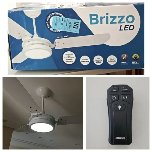 Ventilador de teto Brizzoled branco com controle remoto