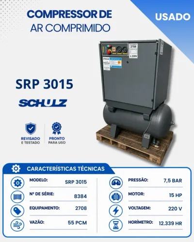 Compressor parafuso 15 Hp Schulz