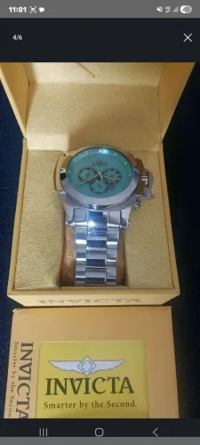 RELÓGIO INVICTA COALITION FORCES AÇO AZUL TIFFANY SERIE ESPECIAL USADO COM CAIXA.