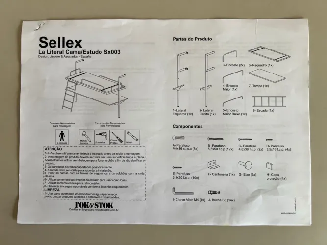 Beliche sellex cama/estudo tok stok
