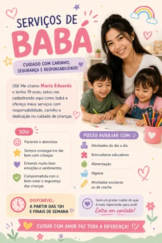 Babá disponível / Cuidadora de criança