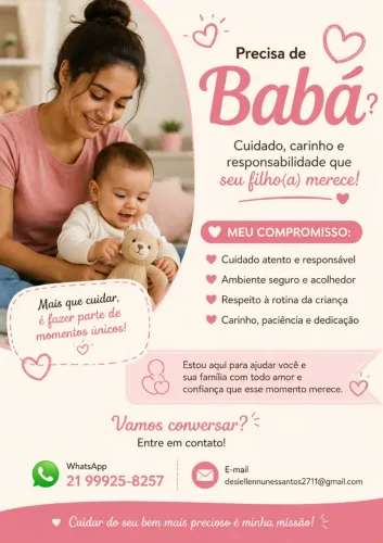 Ofereço meus serviços de babá