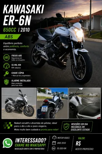 Kawasaki er6n 2010 650cc 72 CV