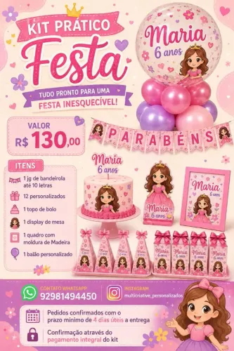 Kit festa personalizados e arranjos de balões de mesa