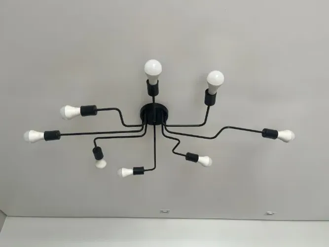 Lustre de Teto, Plafon Aranha, preto, 8 lâmpadas