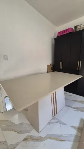 Mesa de jantar 1.60x80cm Jordânia Vênus - MDF Bege/Off White