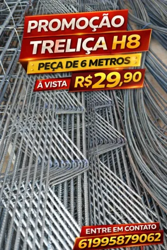 Treliças H8 ferro 3.4 peça de 6 metros a vista apenas R$29,90