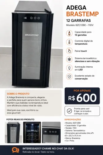 ADEGA BRASTEMP 12 GARRAFAS 110v