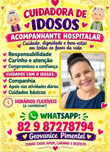 CUIDADORA DE IDOSO E ACOMPANHANTE HOSPITALAR