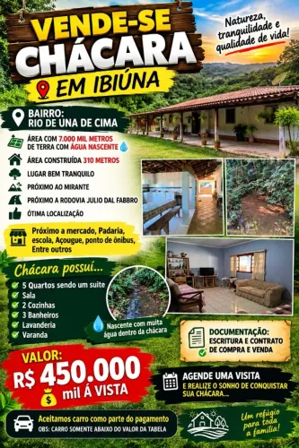 chacara em Ibiuna , area com 7.000 mil metros com casa