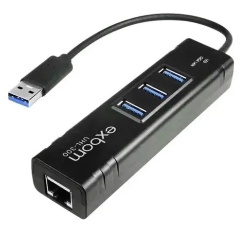 Cabo Hub Usb 3.0 - 3 Portas + Adaptador Rj45 Ethernet Gigabit
