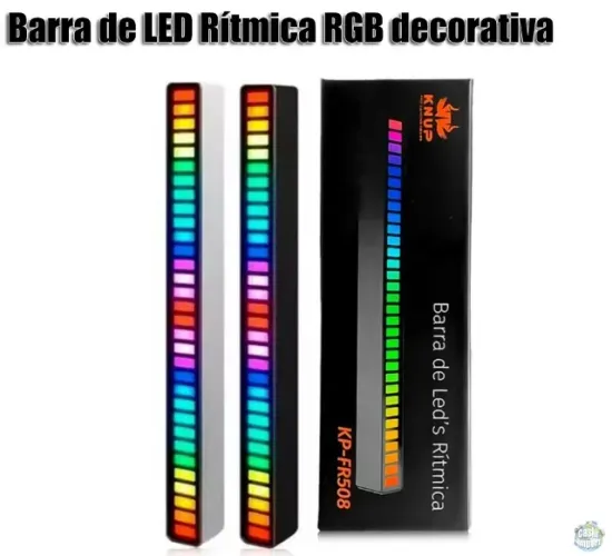 Barra de Led Rítmica RGB Sensor de Som Gamer Decorativo USB