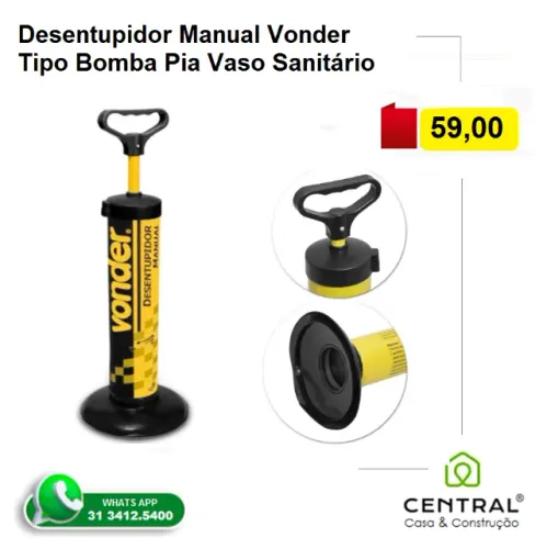 Desentupidor manual, tipo bomba, Vonder