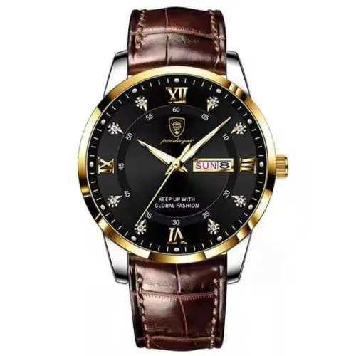 Relógio Poedagar com pulseira em couro