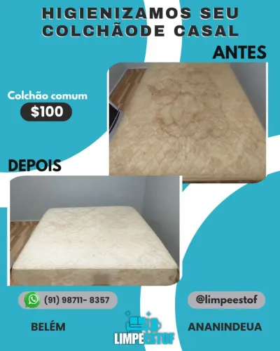 Higienização de colchão comum de casal 