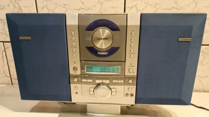 MINI SYSTEM FISHER SLIM - 1500 PORTABLE CD AM/FM STEREO RÁDIO FUNCIONA-  LEIA / DESCRIÇÃO