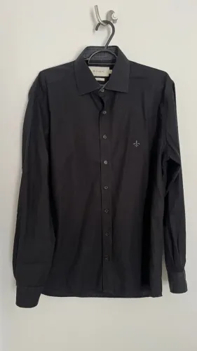 Camisa Social Masculina Dudalina Preta - Algodão 100% - Tamanho 2 (P/M) - Linha Luxury C.