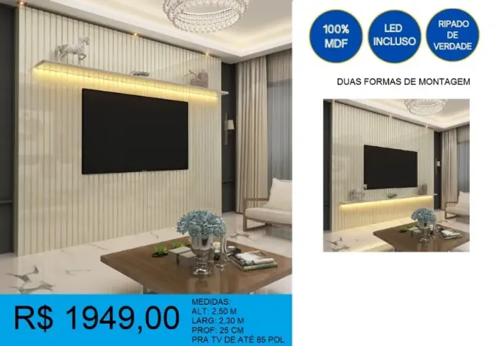Painel ripado grande entrega e montagem gratuita