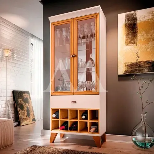 Cristaleira Hb Opera MDP/MDF Off White / Cinamomo
