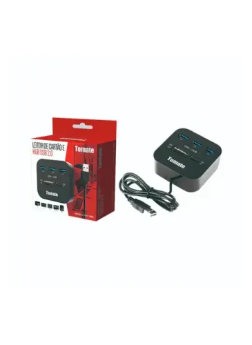 HUB USB 2.0 3 PORTAS E LEITOR DE CARTÃO DE MEMORIA TOMATE MST-008