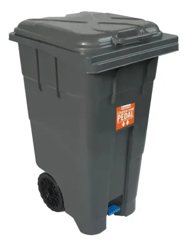 Coletor De Lixo Lixeira 120 Litros Com Pedal E Rodas Antares