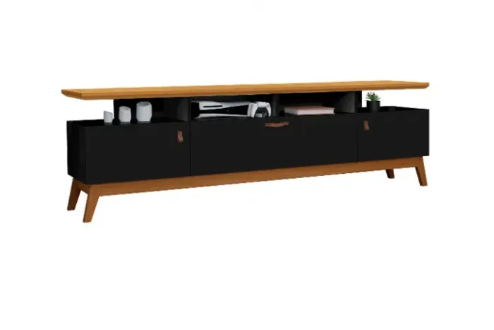 RACK YEK 2.20m RETRO 3 PORTAS PARA TV ATÉ 75'' VÁRIAS CORES = MONTAGEM CORTESIA