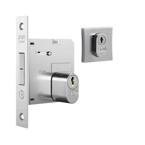 Fechadura porta de correr 1006 inox escovado quadrada stam