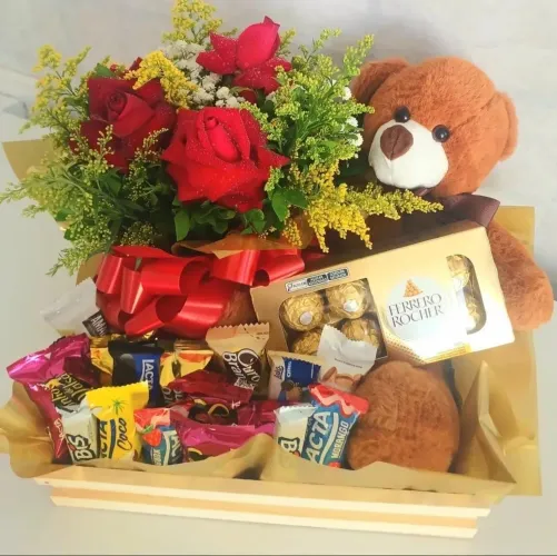 Cesta mimos buquê para o dia dos namorados 