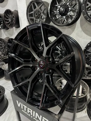 Rodas Vittoria 17x9 Offset 0 6x139 Acabamento Preto com diamantado fume 