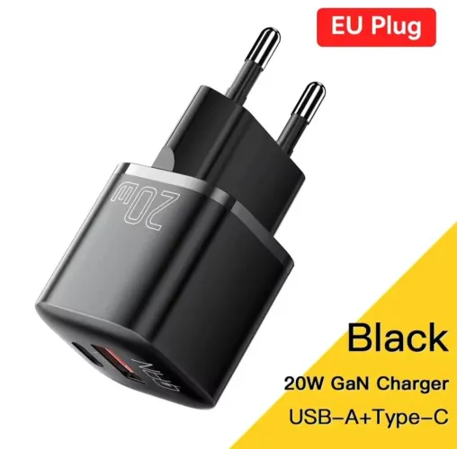 Carregador 20W GaN USB-A+Type-C - EU Plug
