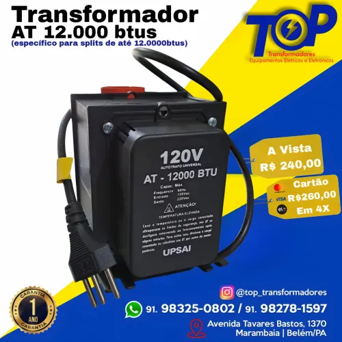 Transformador 5.000va para splits de Até 12.000 btus 
