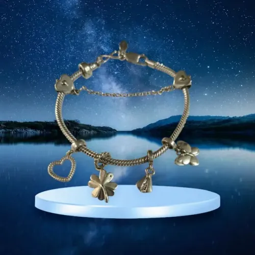 Pulseira Life Infinito em Prata Polida com 3 Berloques