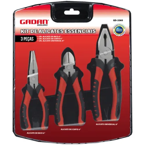 Kit 3 Alicates Essenciais - Bico - Corte - Universal