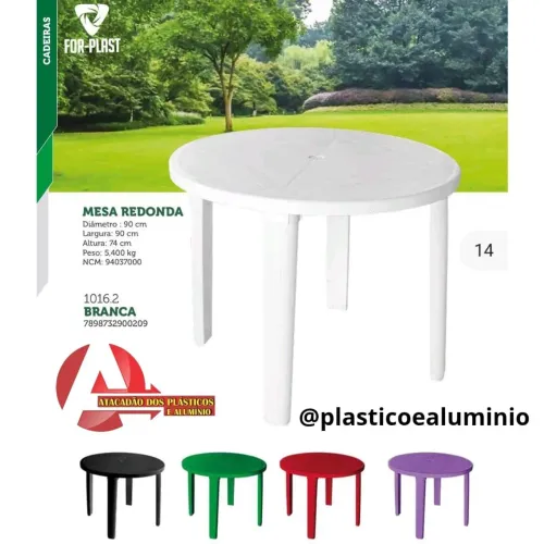 Mesa de plástico redonda desmontável