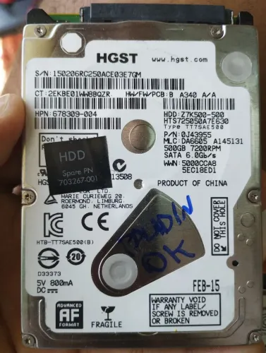 HD SATA 500GB 2.5"  7200/5400 RPM