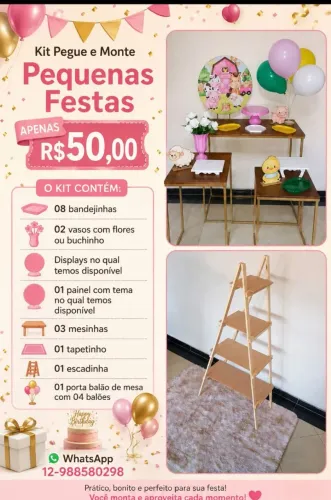 Alugo kits de pegue e monte para Pequenas Festas