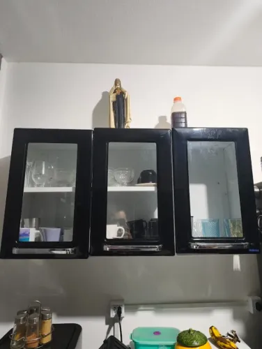 Armário Cozinha Aéreo 3 portas com vidro