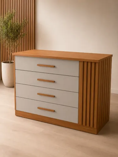 COMODA COM 4 GAVETAS PORTA RIPADA (NOVO)