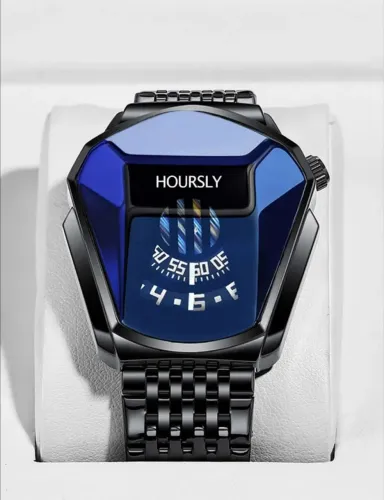 Relógio Masculino Cromado Hoursly Binbond Preto Quartzo Elegante Aço Inoxidável Luxo Moder
