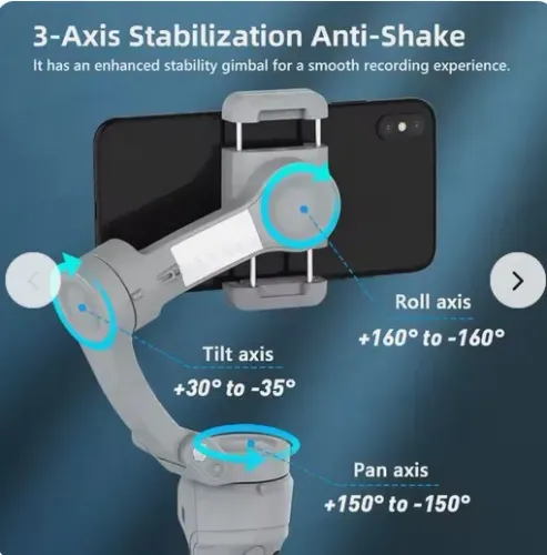 Estabilizador para celular Gimbal AXNEN HQ6 Com 3 Eixos e Tripe Articulado Cinza